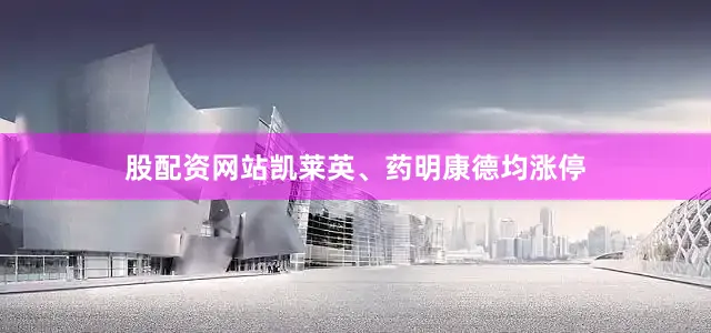 股配资网站凯莱英、药明康德均涨停